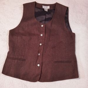 Jennifer Moore Brown Sleeveless Button-Front Vest